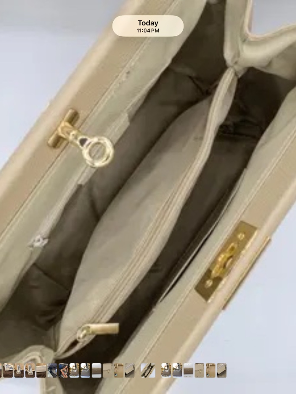 Italian Leather Handbag in Taupe Made in Florence NWT - Picture 3 of 13